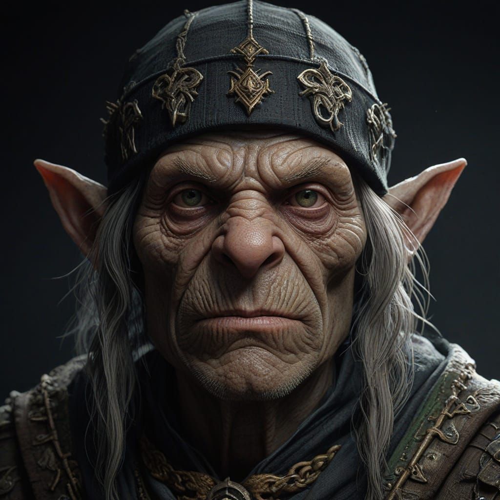 Cyberpunk Goblin Occultist Portrait