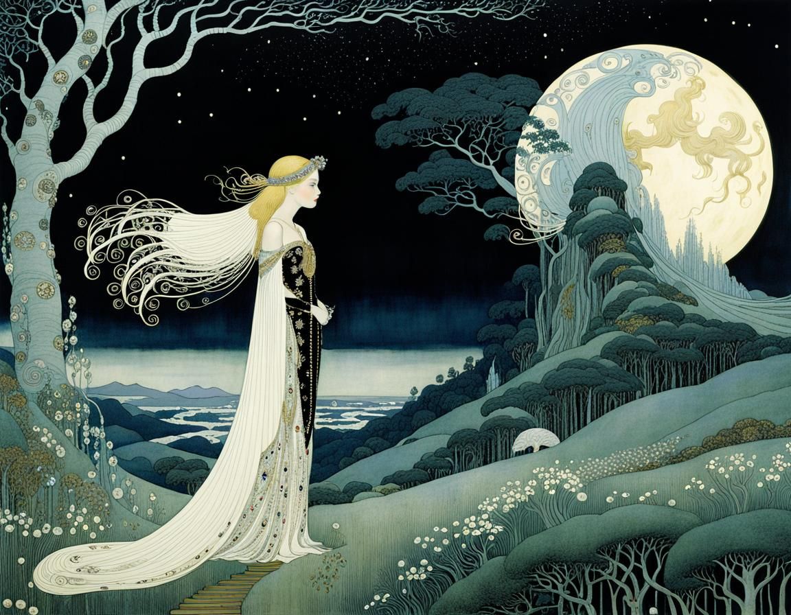 Daughter of the Moon in Art Nouveau Style