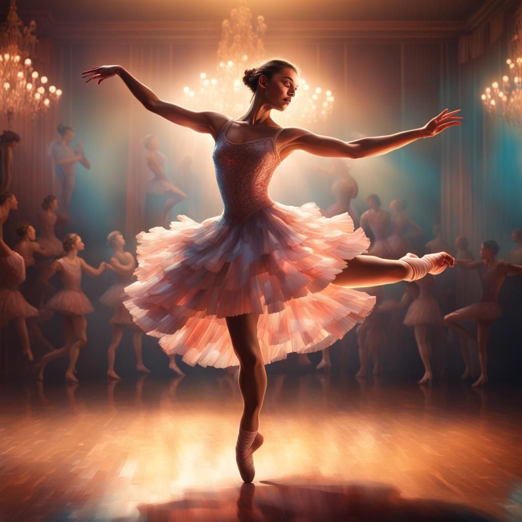 Ballerina Dancing with Dramatic Lighting