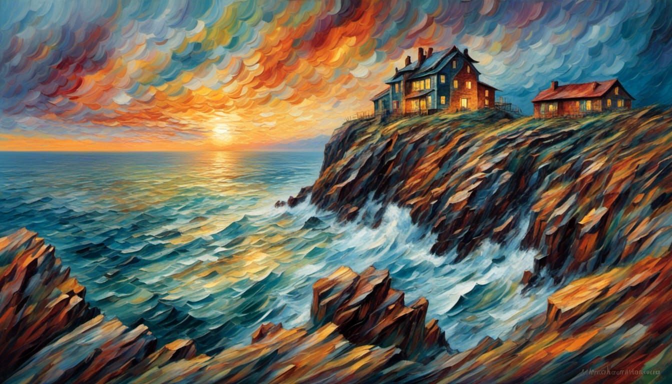 Stone Cliff House at Sunset