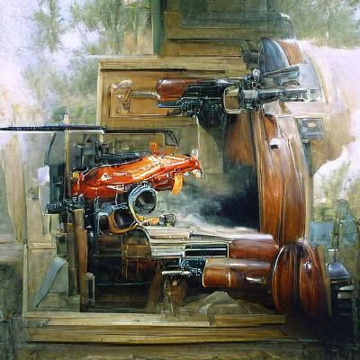 Gun Machine as Oil Painting