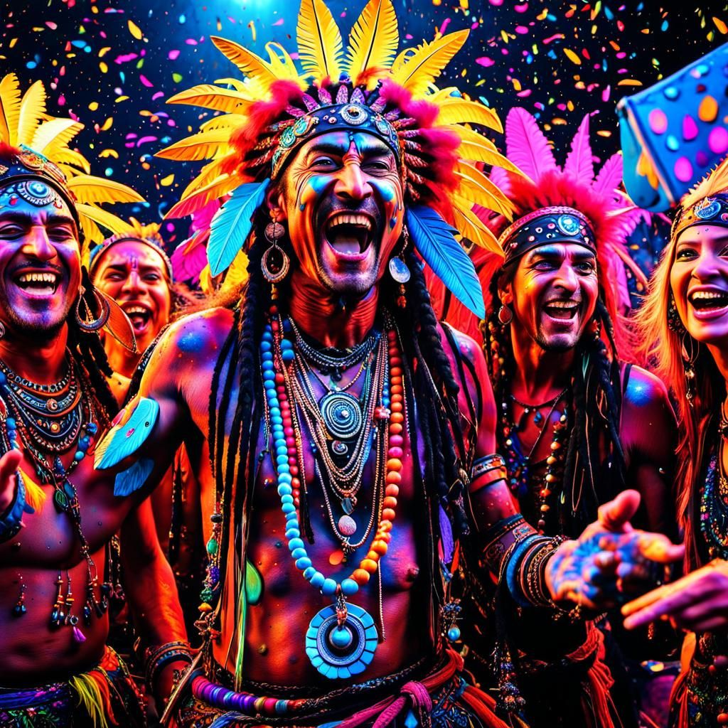 Colorful Party with Intricate Body Paint