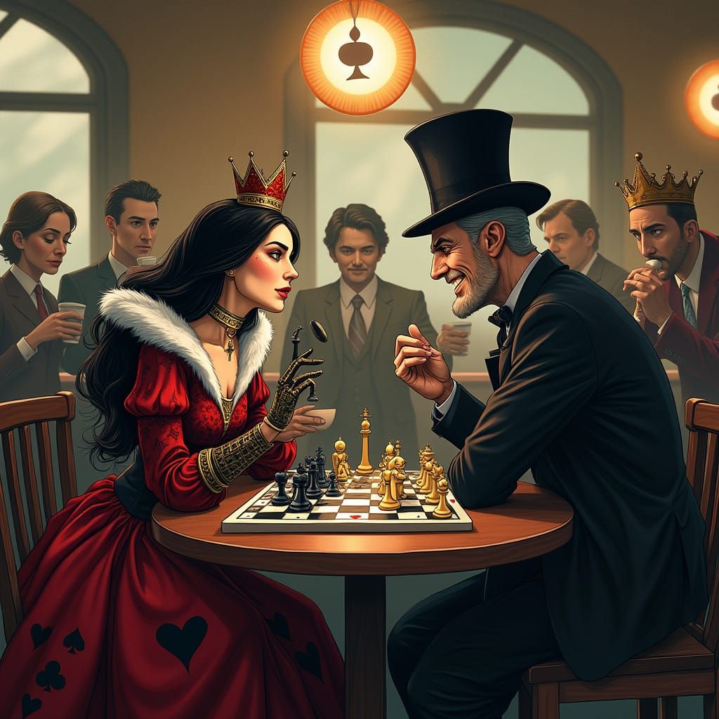 Queen of Hearts Faces Off Against Jack of Spades in a Game o...