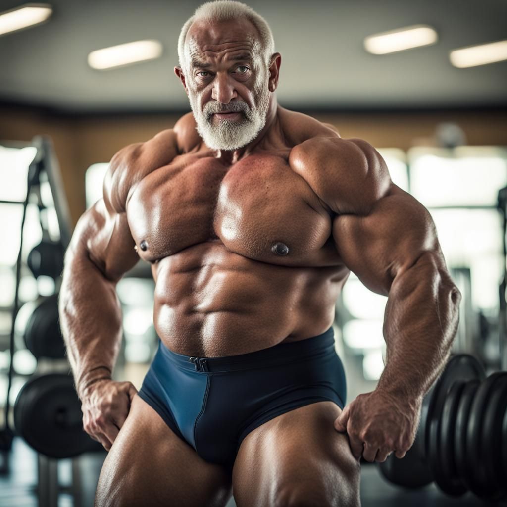 Muscular Bodybuilders Sparring at the Gym