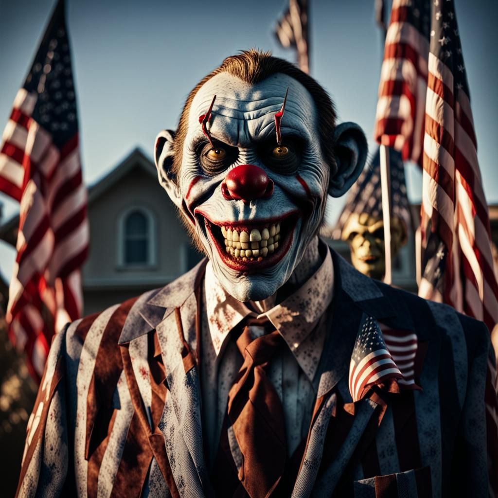 Cinematic Zombie Monkey Clown President Portrait