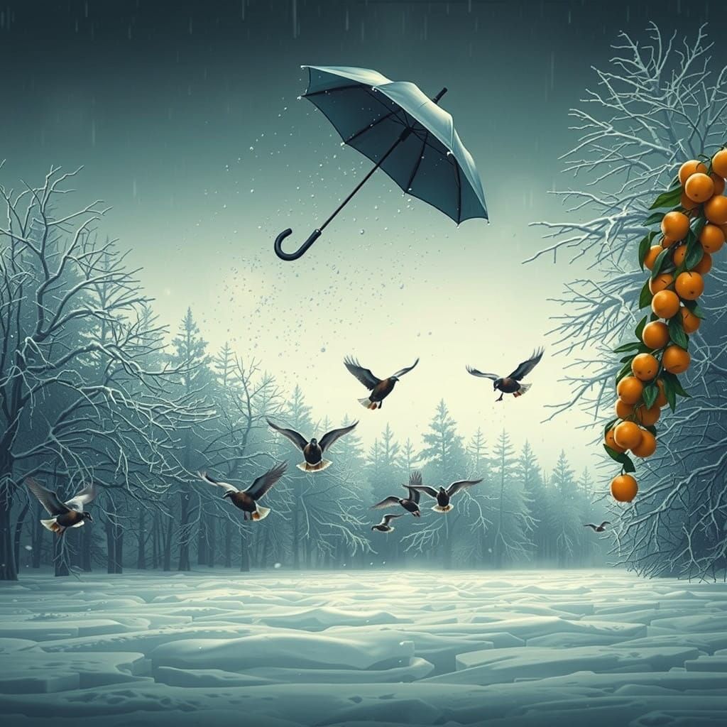 Surrealistic Dreamscapes of Flying Ducks and Oranges