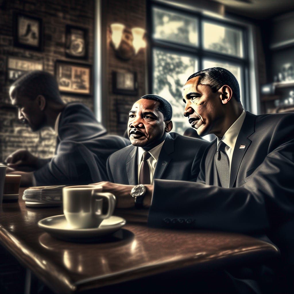 Martin Luther King Jr. and Barack Obama Coffee Meeting
