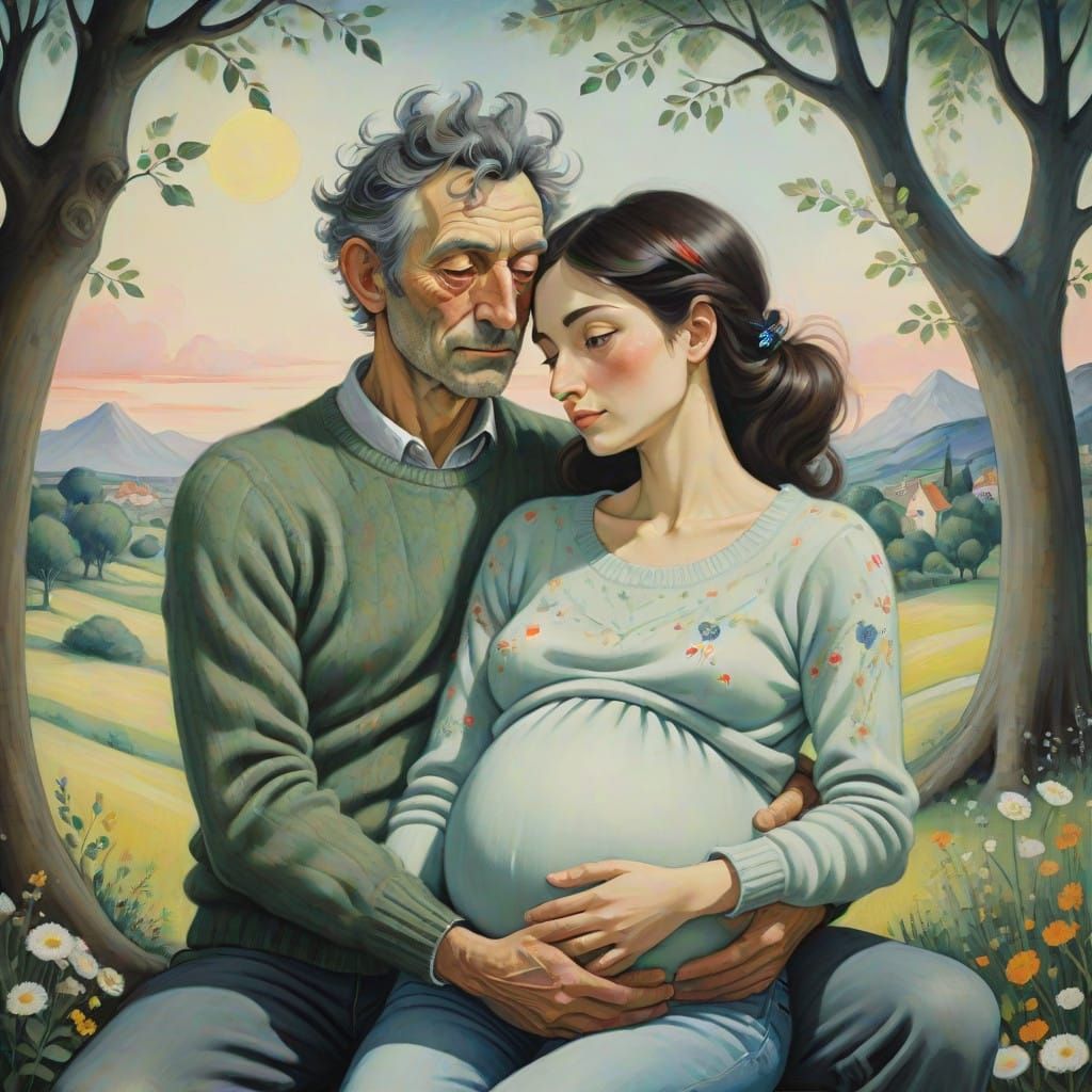 Tender Moment in a Whimsical Modern Living Room