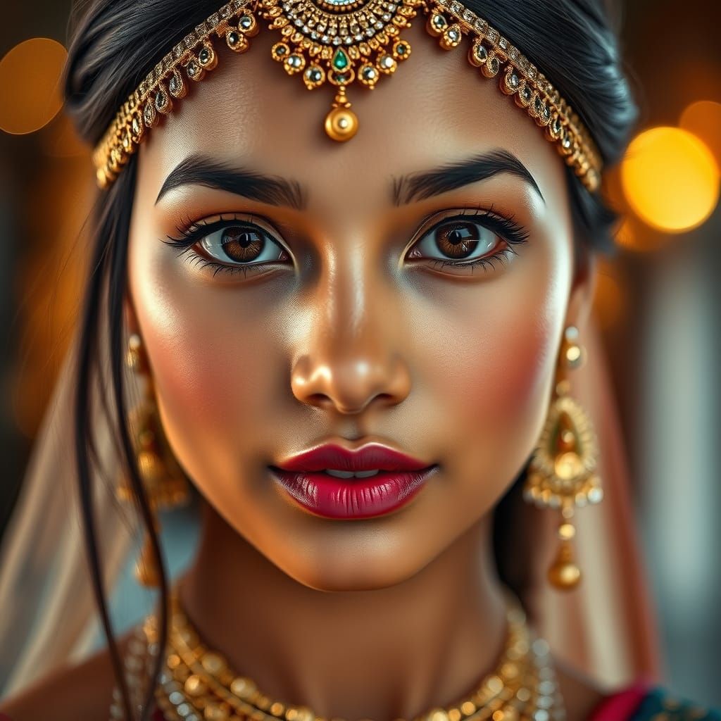 Stunning Indian Bride Close-Up in Vibrant Colors