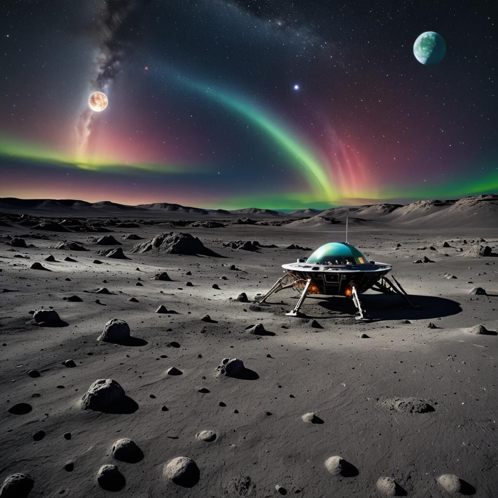 Hyperrealistic Alien Spaceship on the Moon