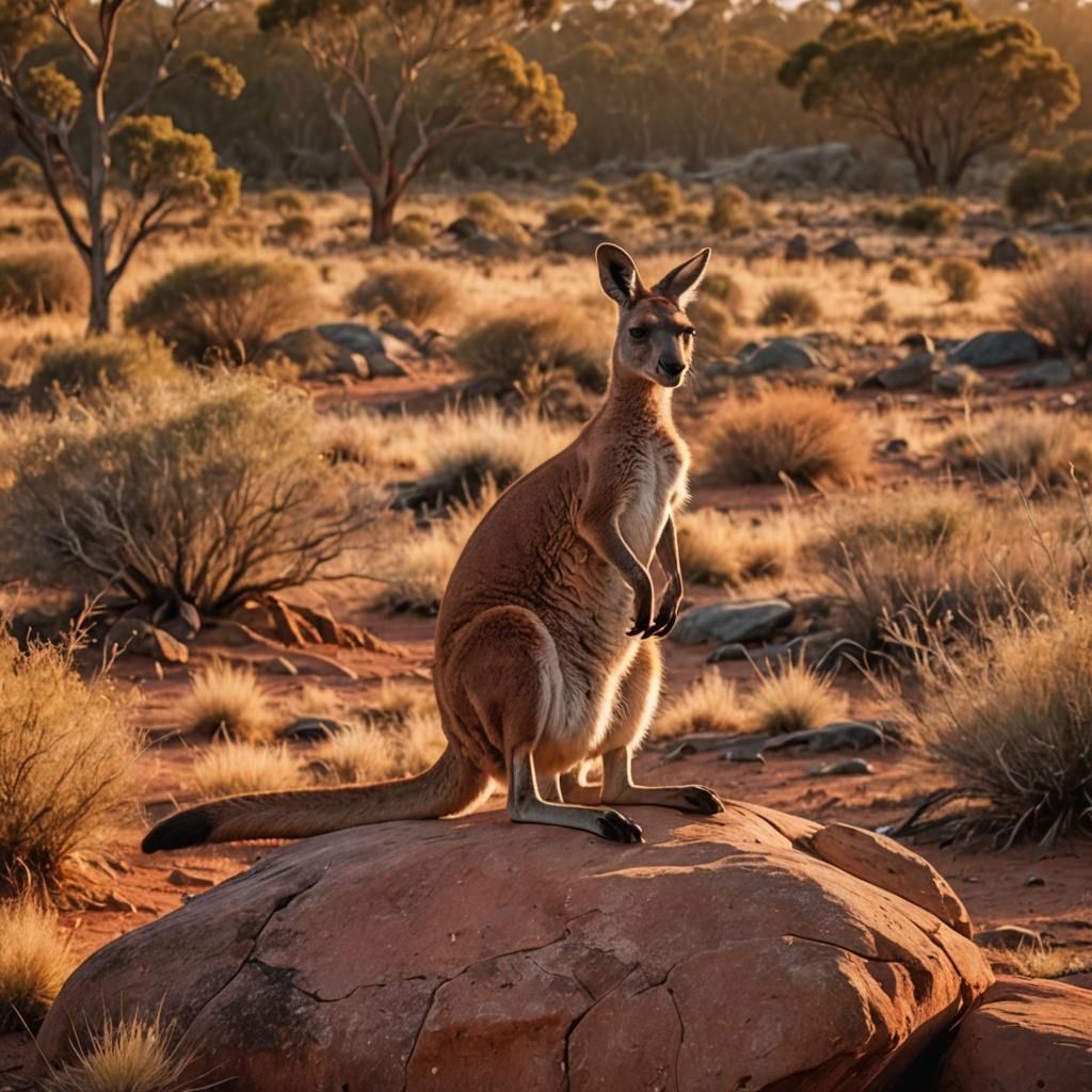 Kangaroo in Outback: Golden Hour Wildlife Photography