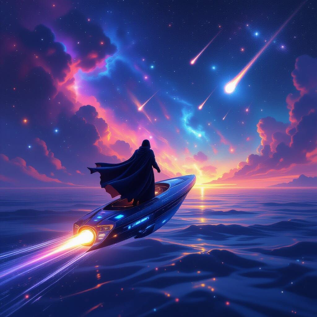 Cosmic Traveler Sailing Nebula Sea in 2.5D