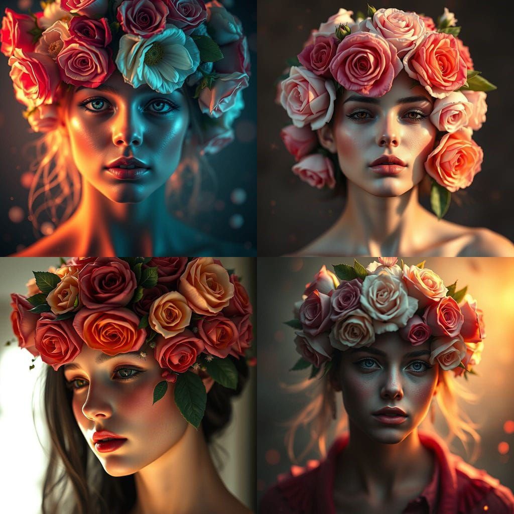 A Person in a Rose Crown, Creating a Fantastical Art Piece