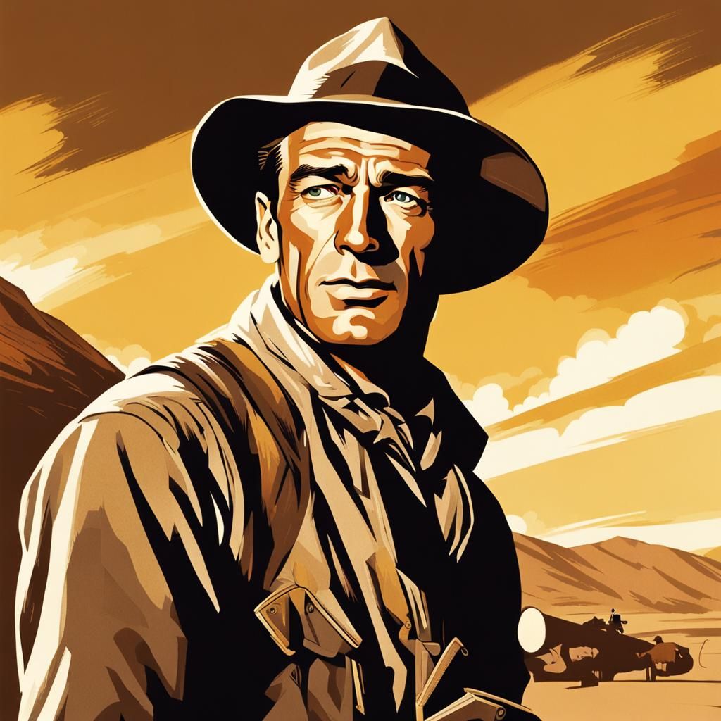 Retro Hero Digital Illustration in Vintage Style