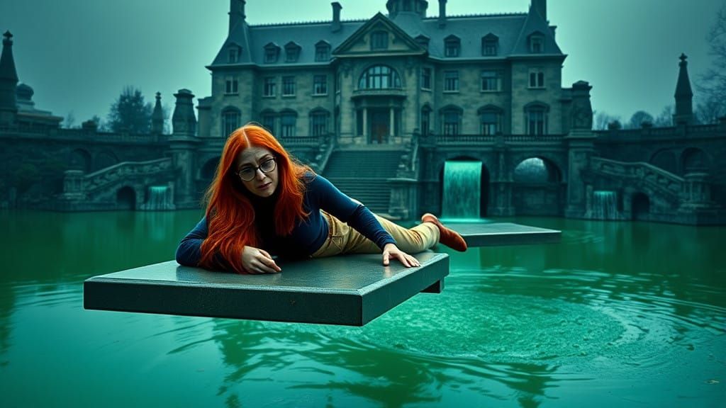 Ethereal Gothic Woman Defies Gravity in Mysterious Slime-Fil...