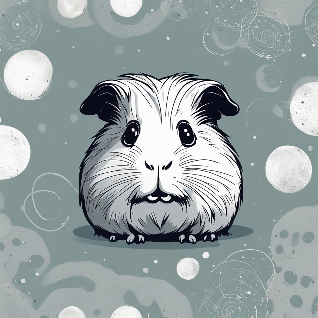 Creepy Guinea Pig Character in Monochromatic Style