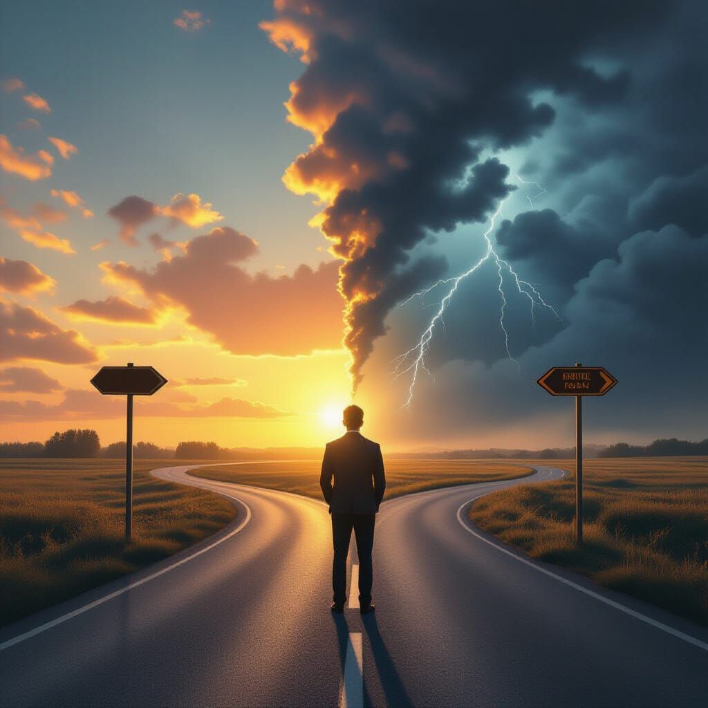 Leader at Crossroads vs. Crisis: Motivational Image