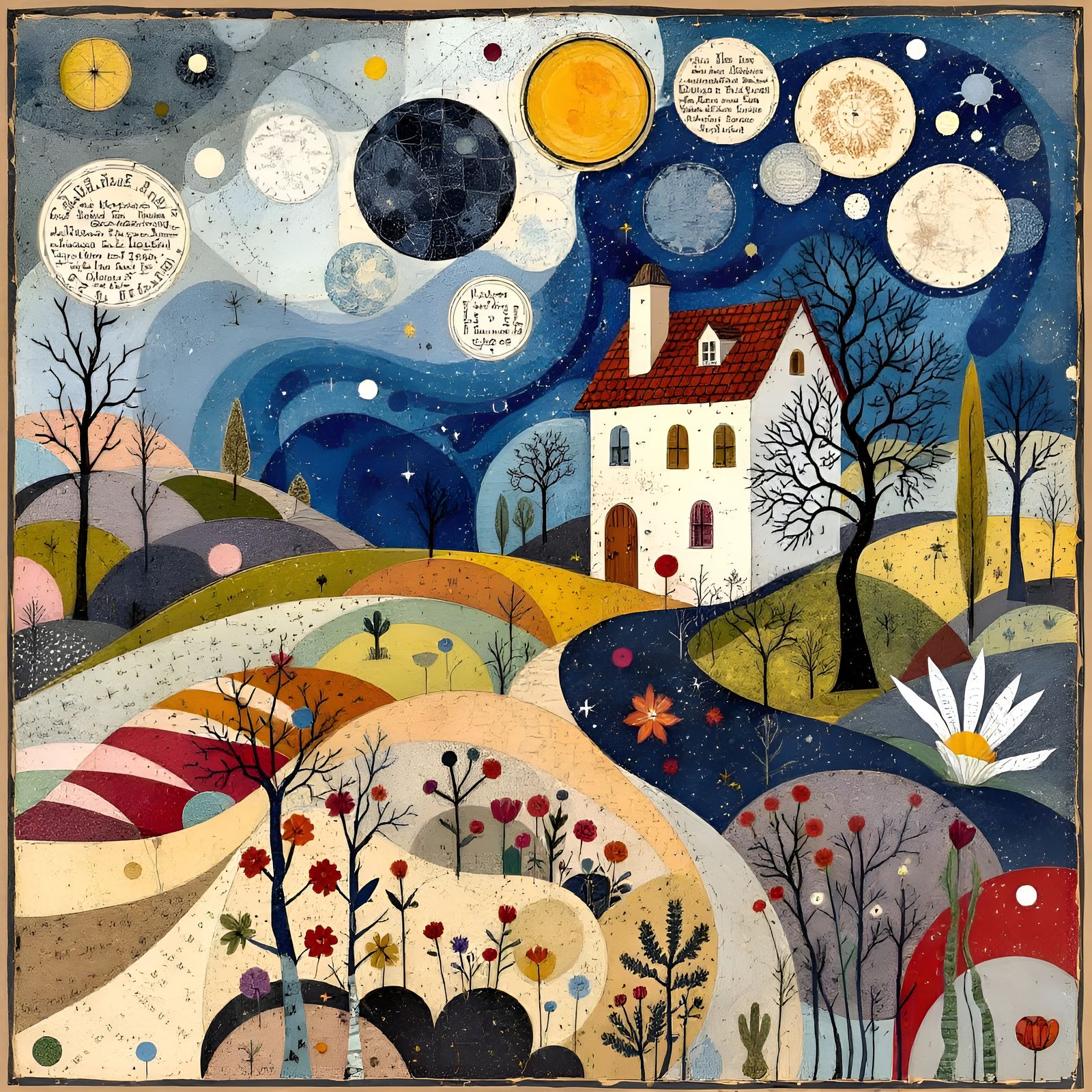 Colorful Paper Collage Map Painting in Mixed Media Style