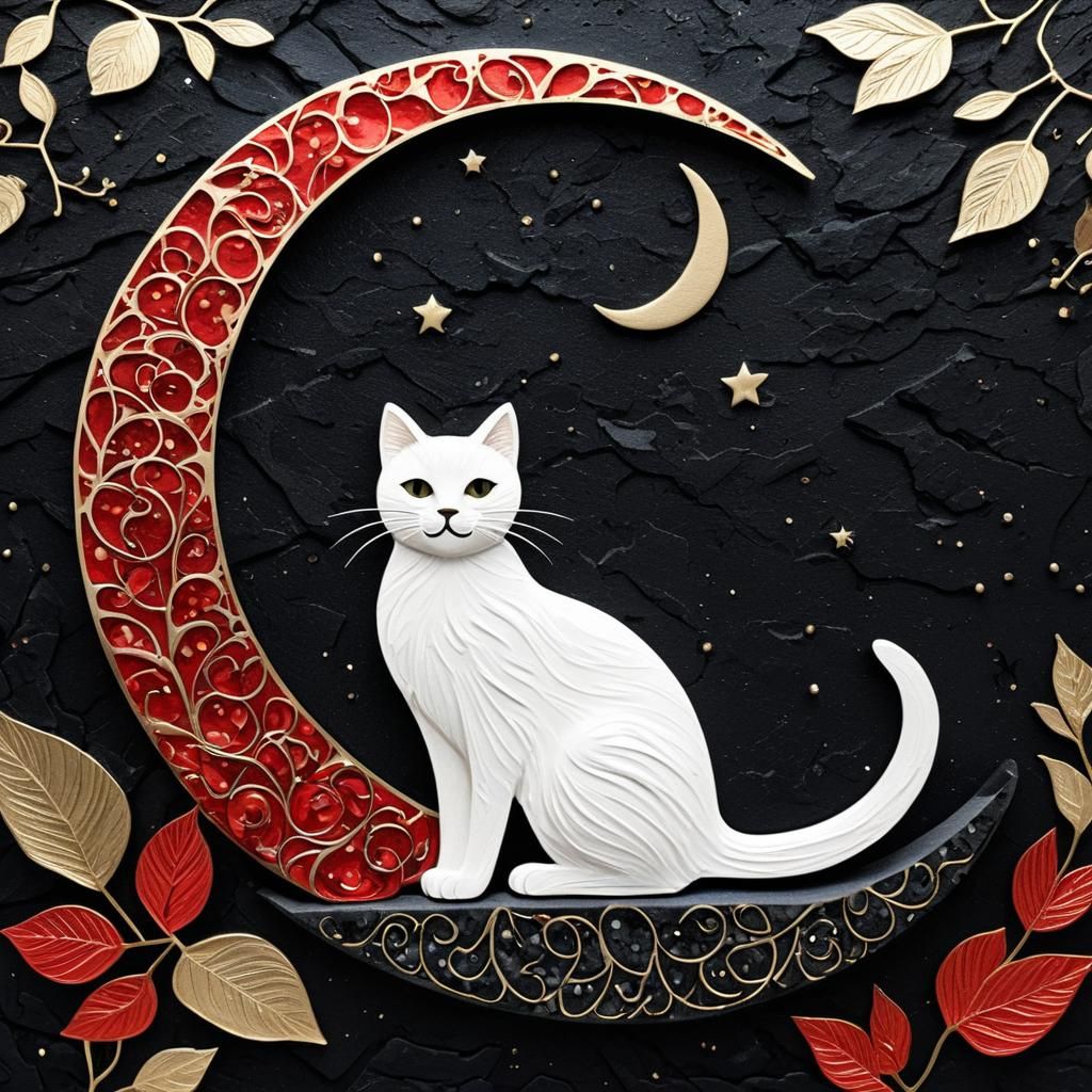 A Cat and the Moon