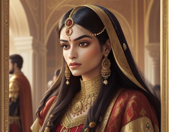 Opulent Rajput Family Portrait in Golden Light