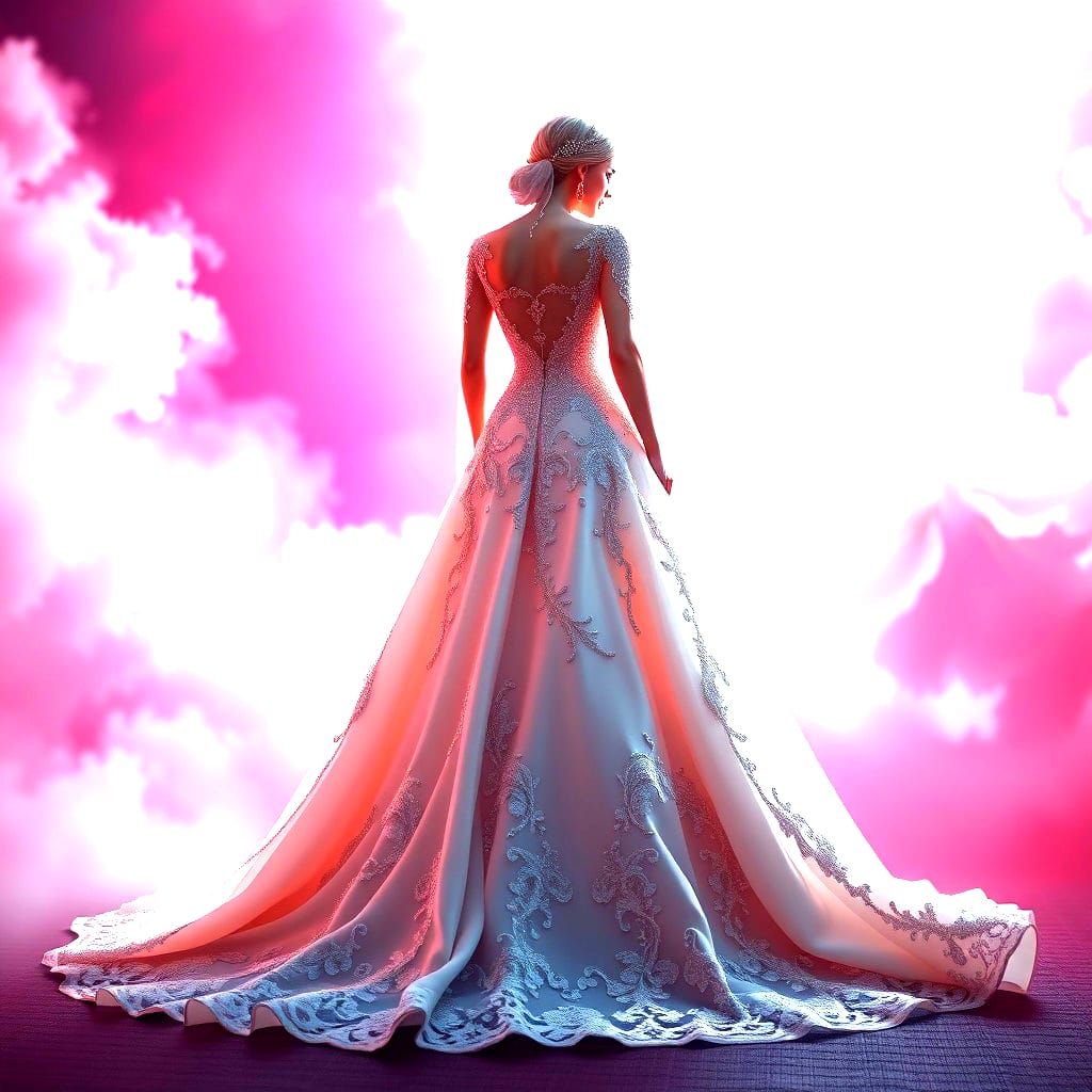 Futuristic American Wedding Dress in Detailed Matte Painting