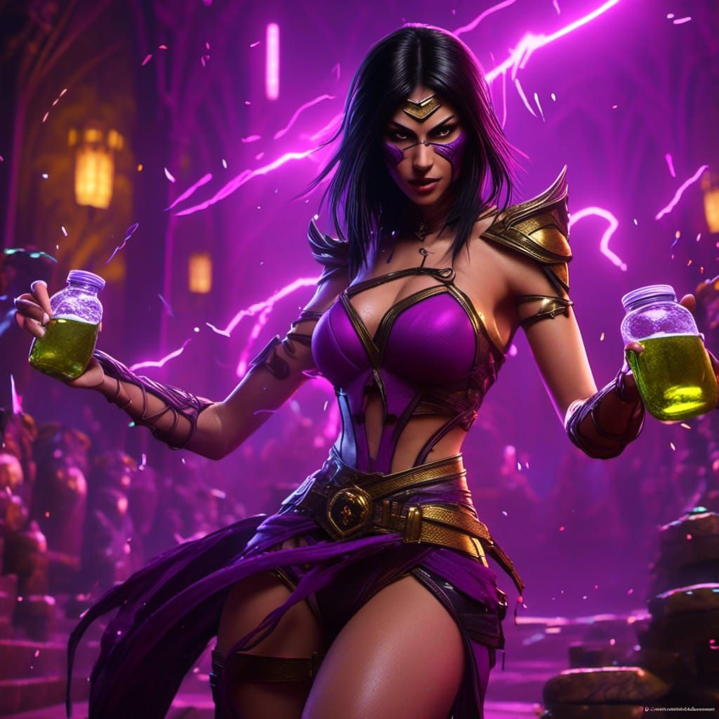 Olive Oyl as Mileena in Comic Style