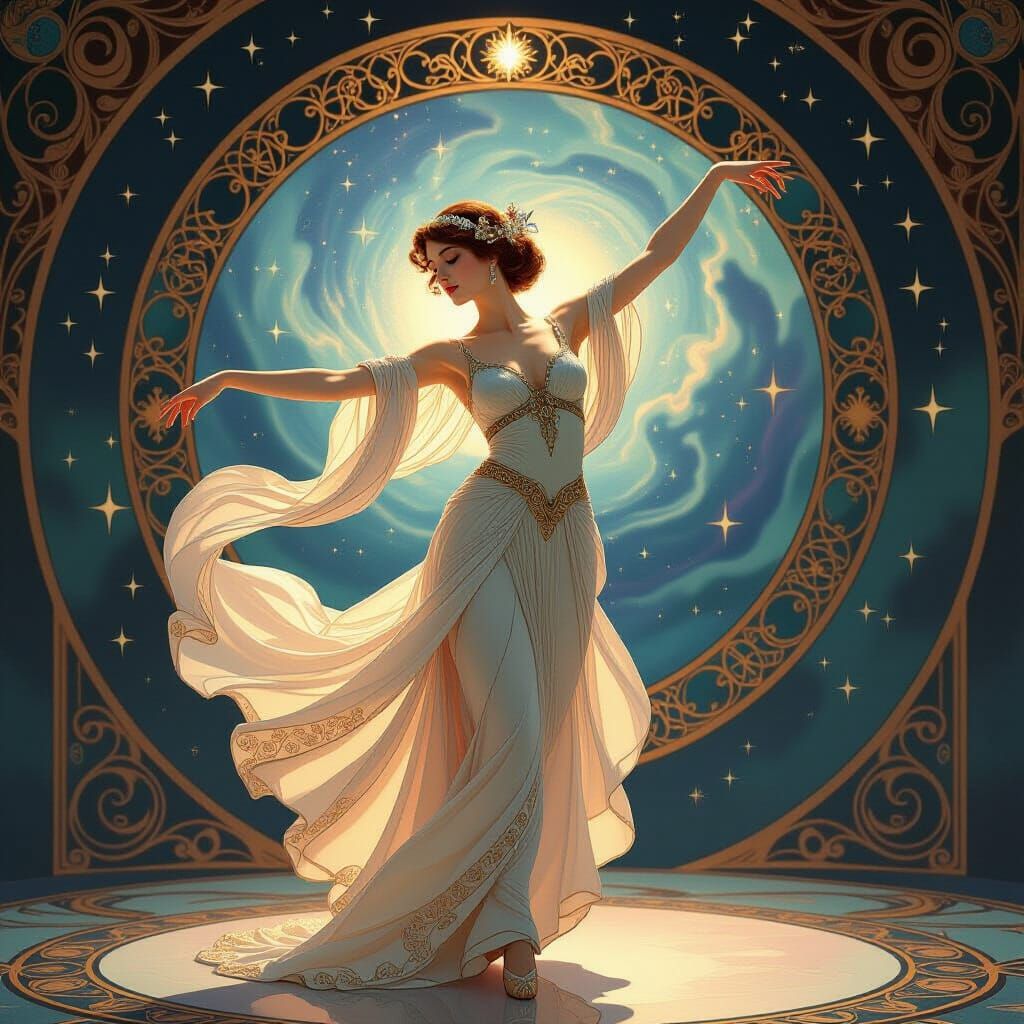 Celestial Dancer in Art Nouveau Style