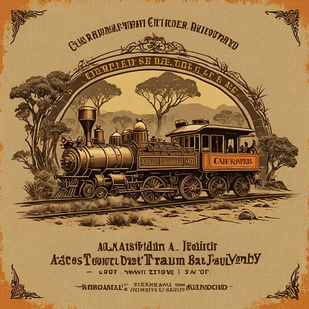 Australian Outback Train: Thank You Card in Digital Art