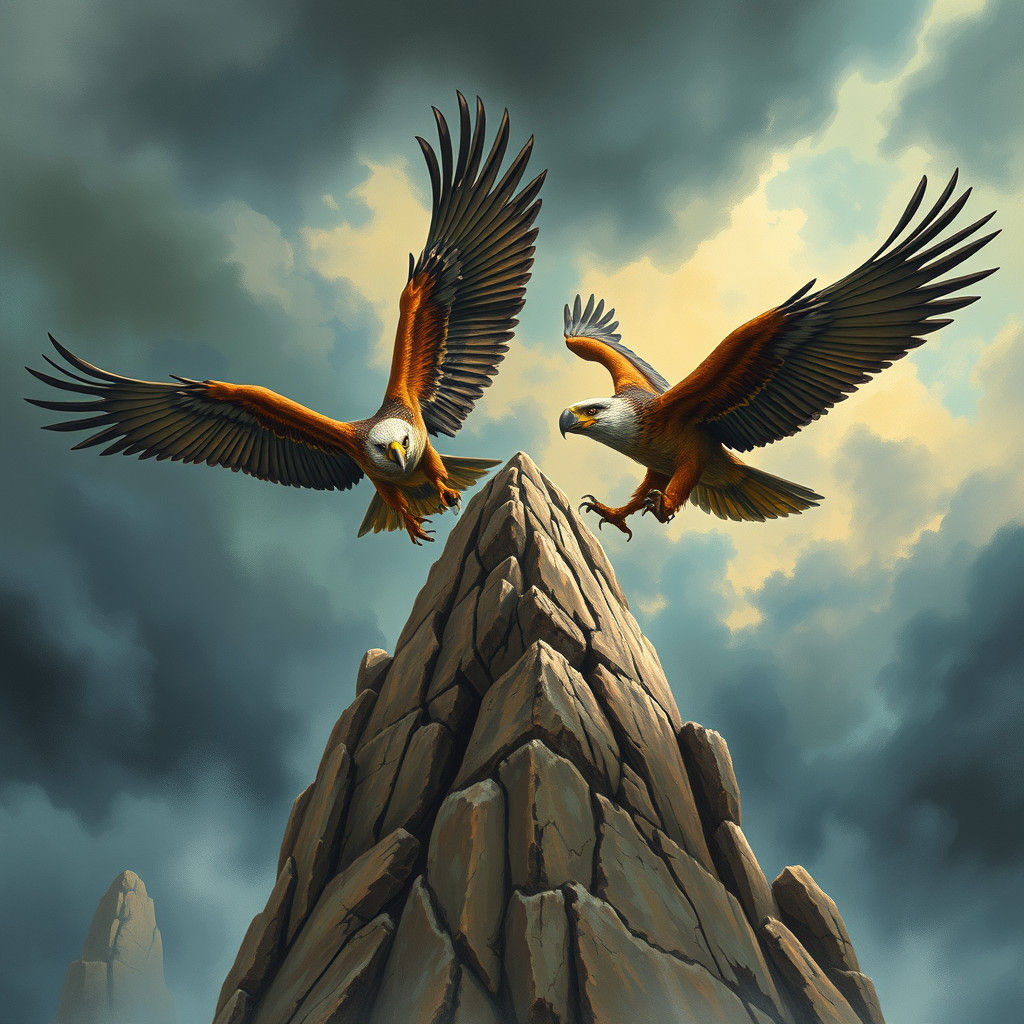 Birds of Prey Attack Rock Formation