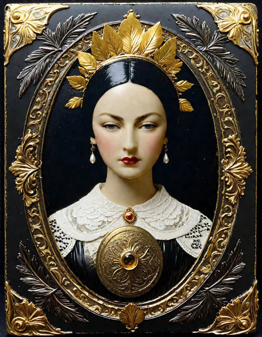 Feathered Crone Embossed Tin-Type Ikon