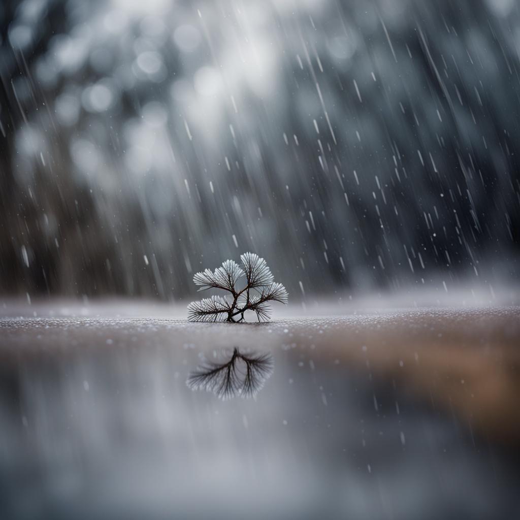 Sinister Hailstorm in Winter: Sharp Focus Photography