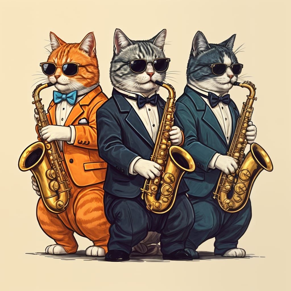 Jazz Cats in Vintage Style