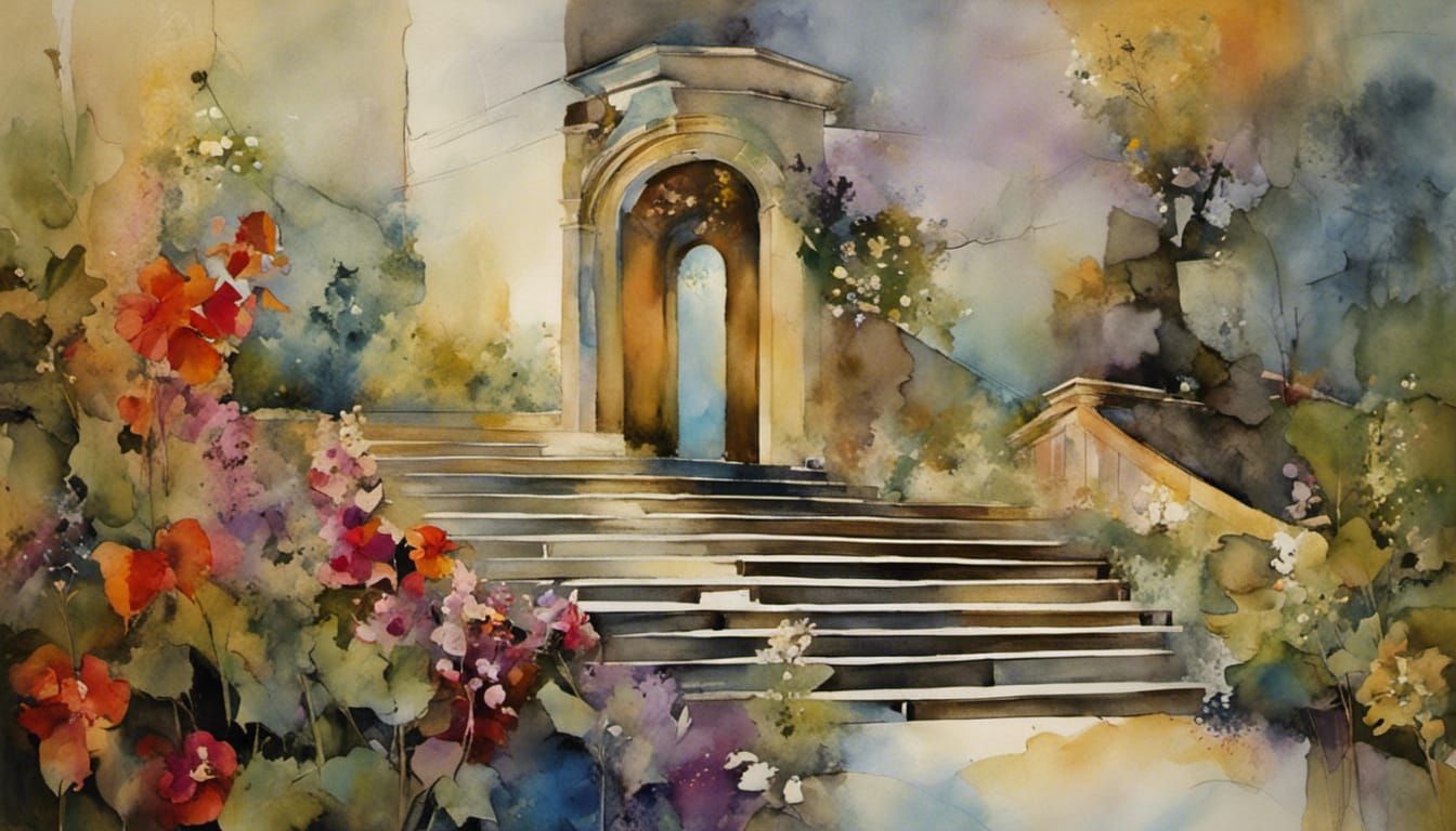 Stairway to Heaven with Angel in Colorful Style