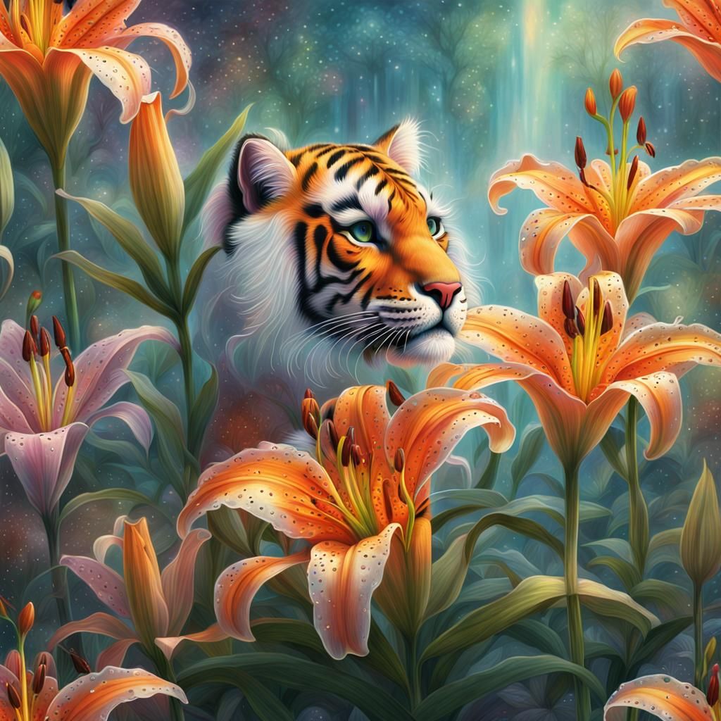 Hyperrealistic Princess Tiger Lily in Fairycore Style