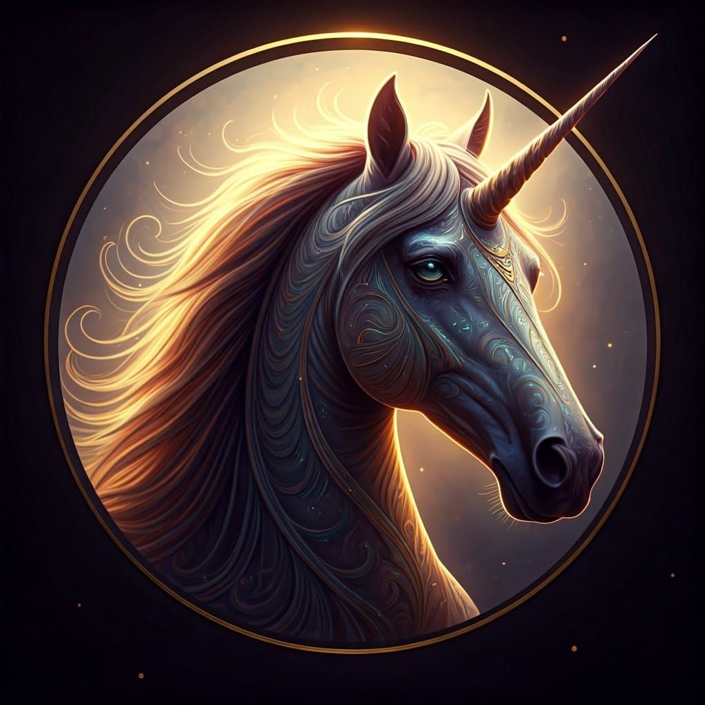 Ethereal Unicorn Portrait in Vibrant Art Nouveau Style