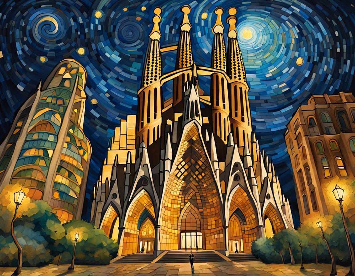 La Sagrada Familia in Van Gogh Style