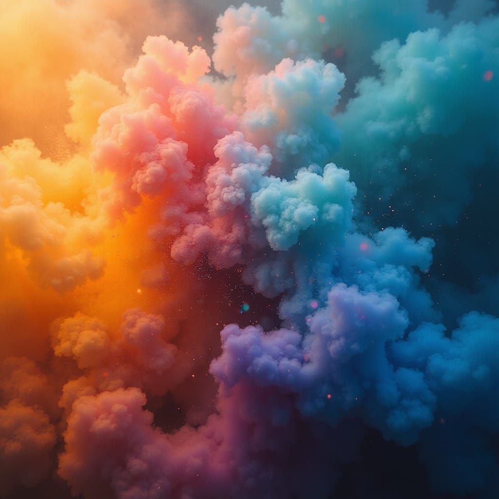 Ethereal Smoke Landscape in Vibrant Colors