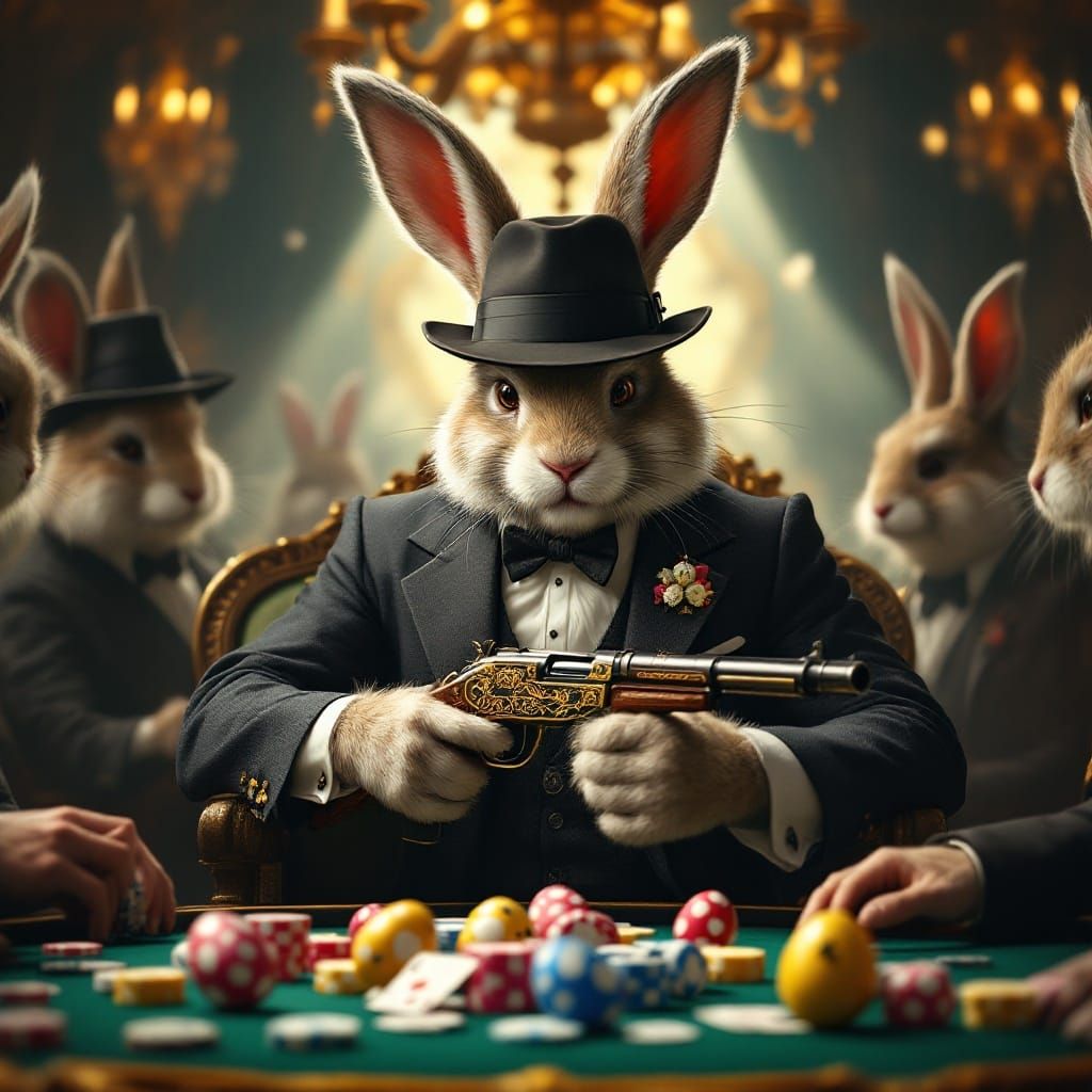 Gangster Easter Bunny Showdown in High-Stakes Poker