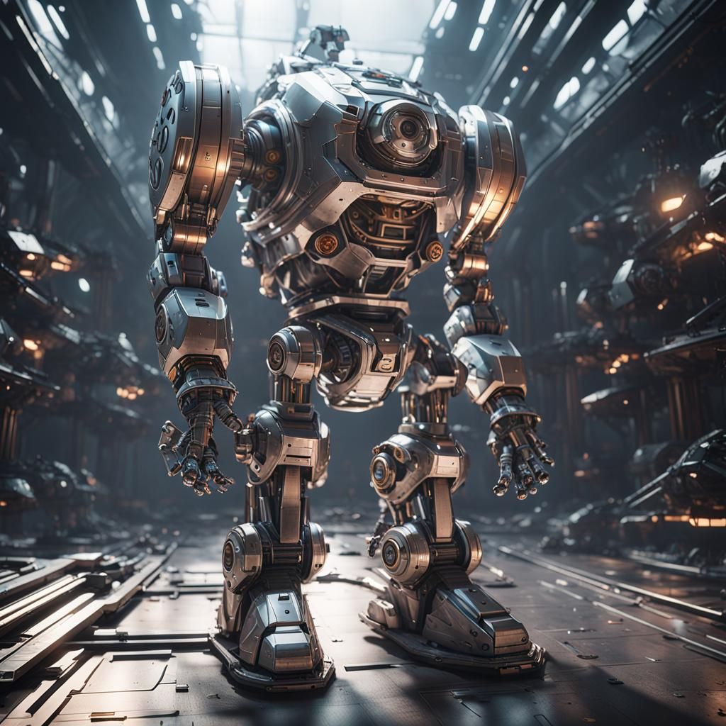 Futuristic Sci-Fi Tin Man in Polished Metal