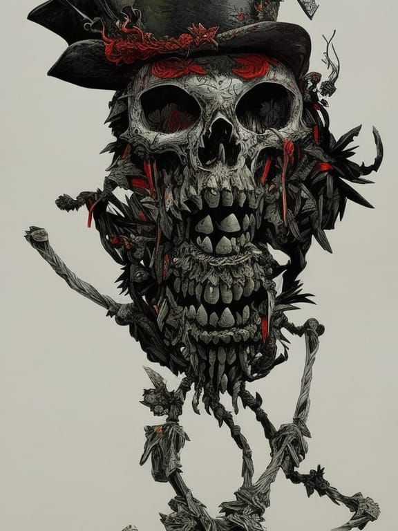 Chibified Monster Skeleton Cowboy Football Portrait