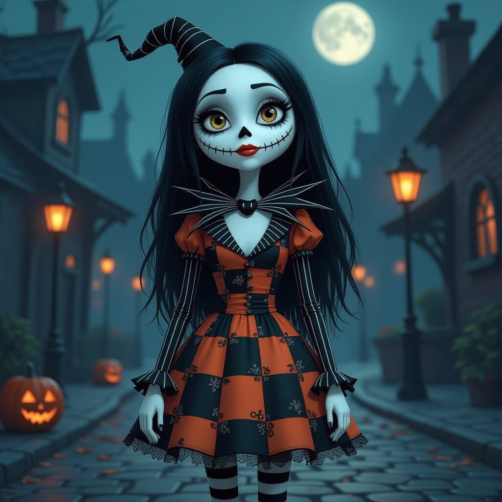 Girl Character in Gothic Steampunk Halloween Town