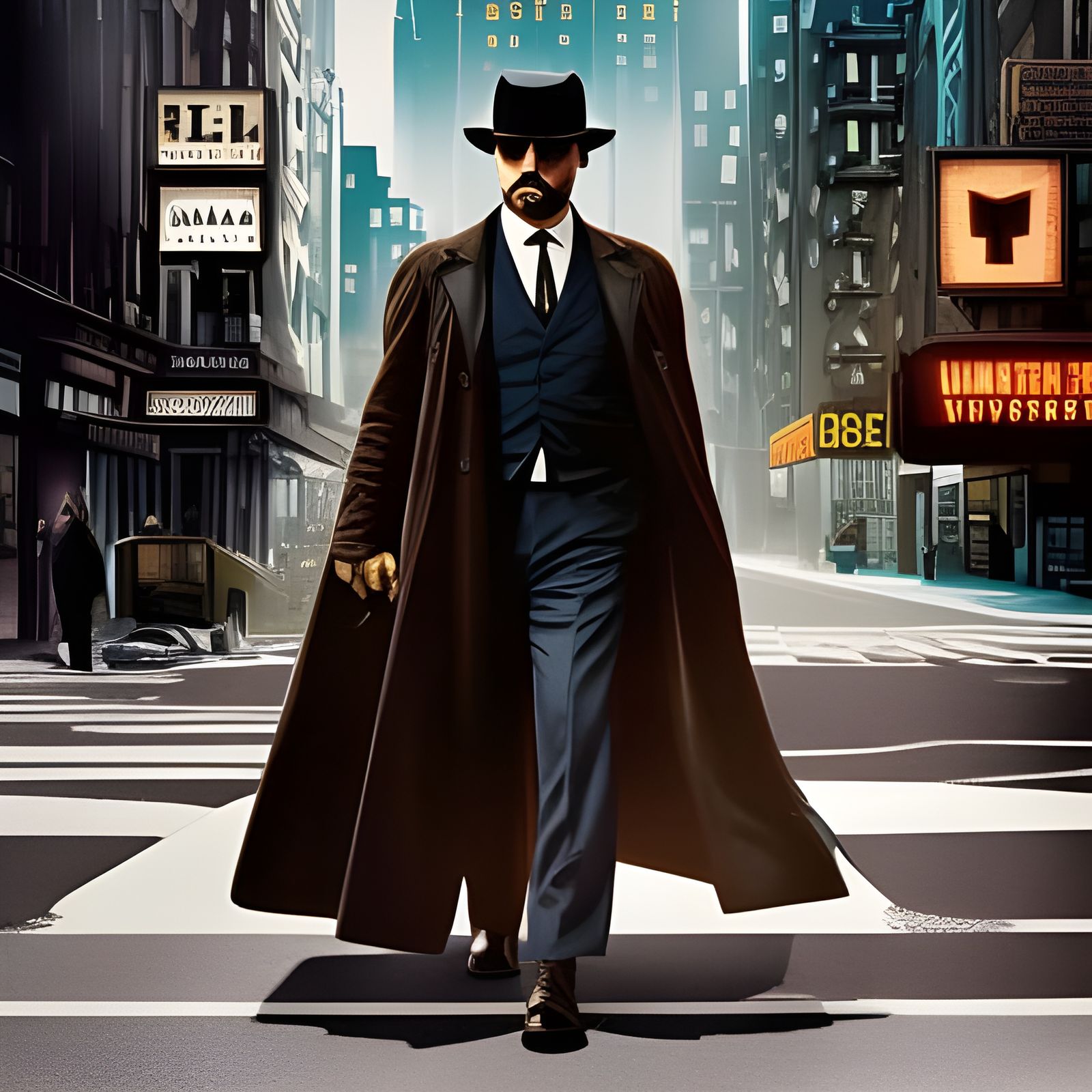 Mysterious Undercover Detective in Sepia Hyperrealism