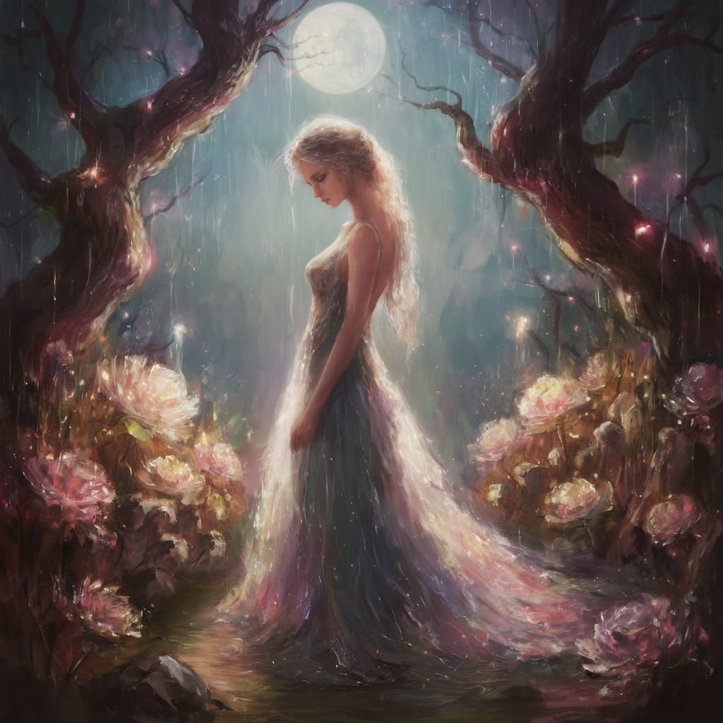 Ethereal Muse in a Dreamlike Garden