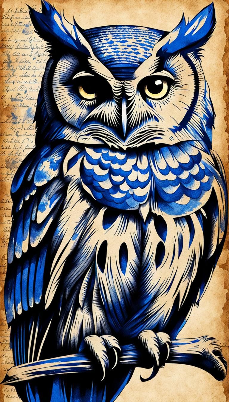 Ink Owl in Blue