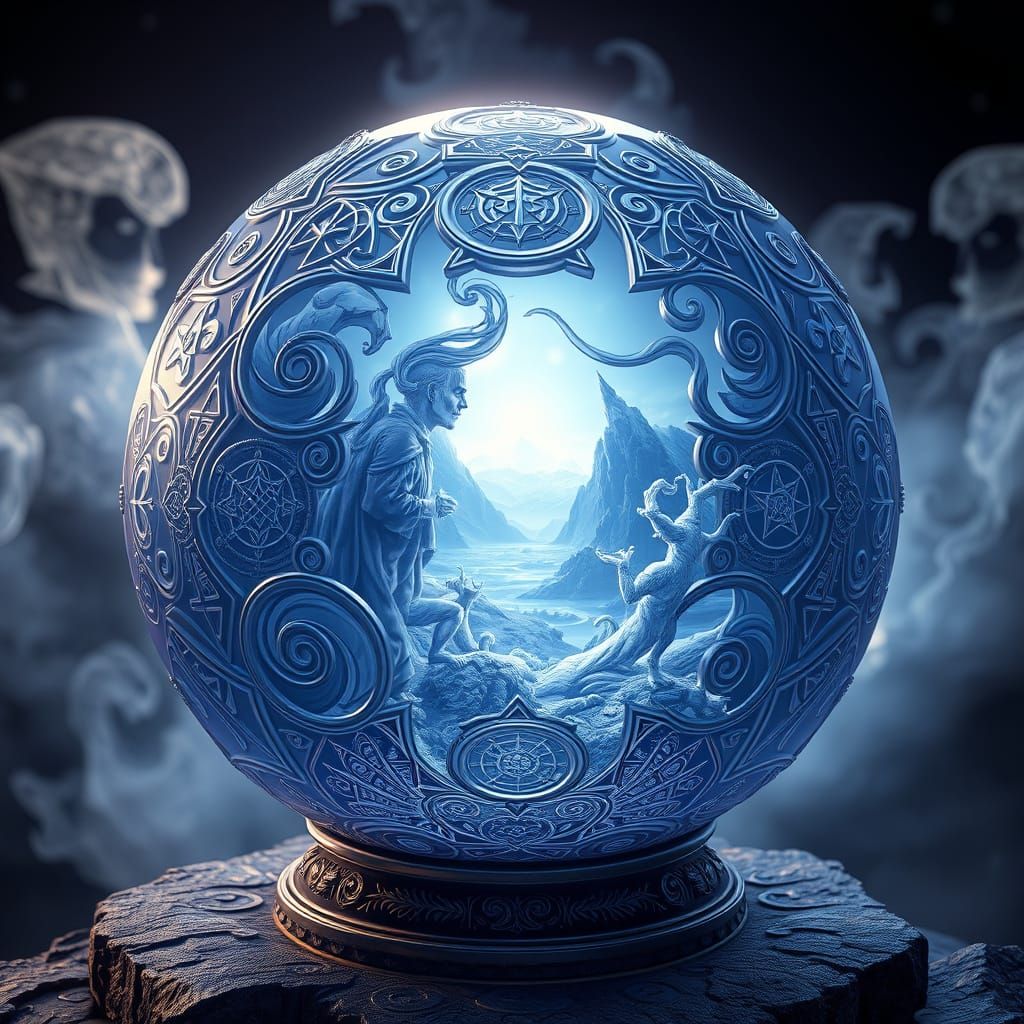 Mystical Crystal Ball Revealing a Dreamlike Scene