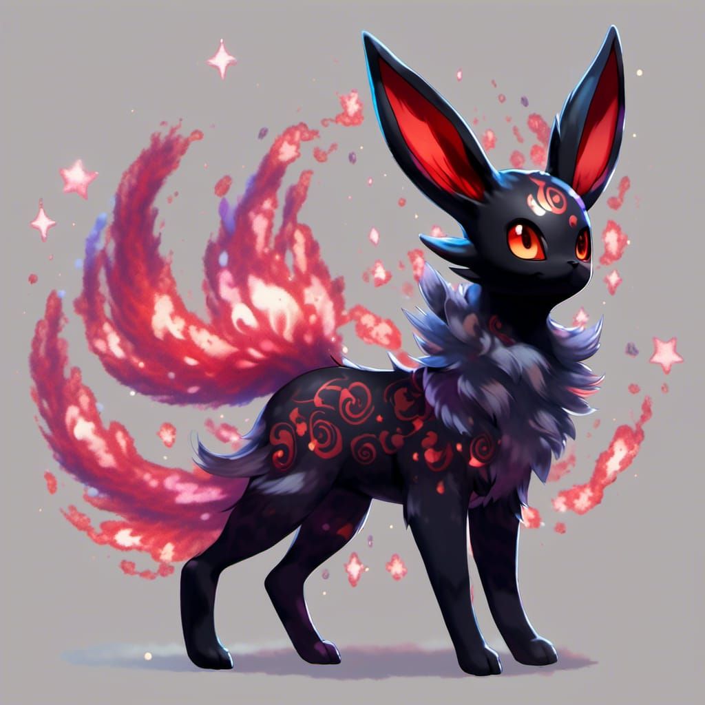 Cosmic Eeveelution with Nebula Fur, Ken Sugimori Style