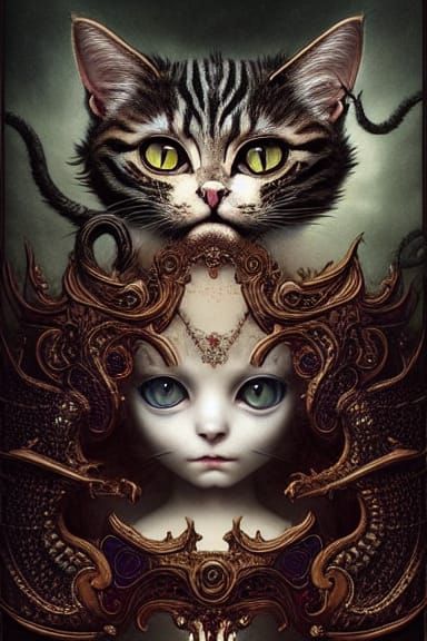 Ornate Dark Fantasy Feline in High Detail
