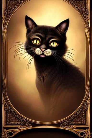 Ornate Dark Fantasy Feline in High Detail