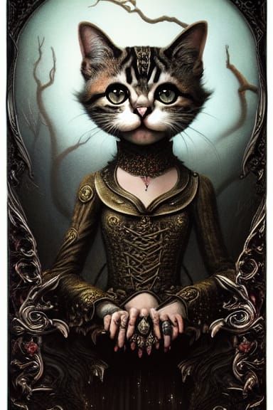 Dark Fantasy Feline Masterpiece in 8k Detail