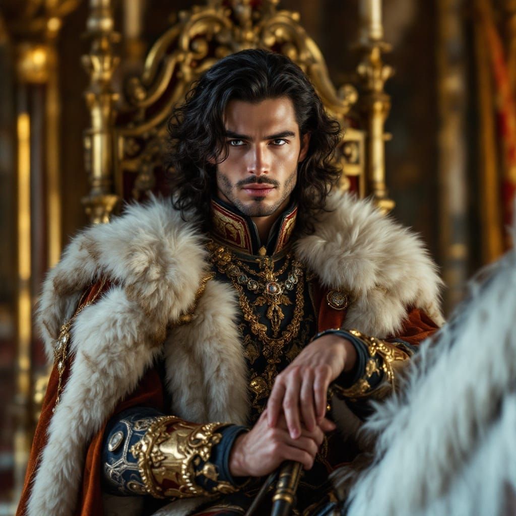 Aristocratic Prince in Throne Room: Photorealistic Portrait